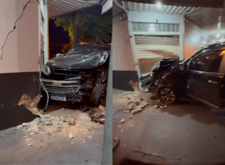 Motorista passa mal e colide caminhonete contra panificadora em Sarandi